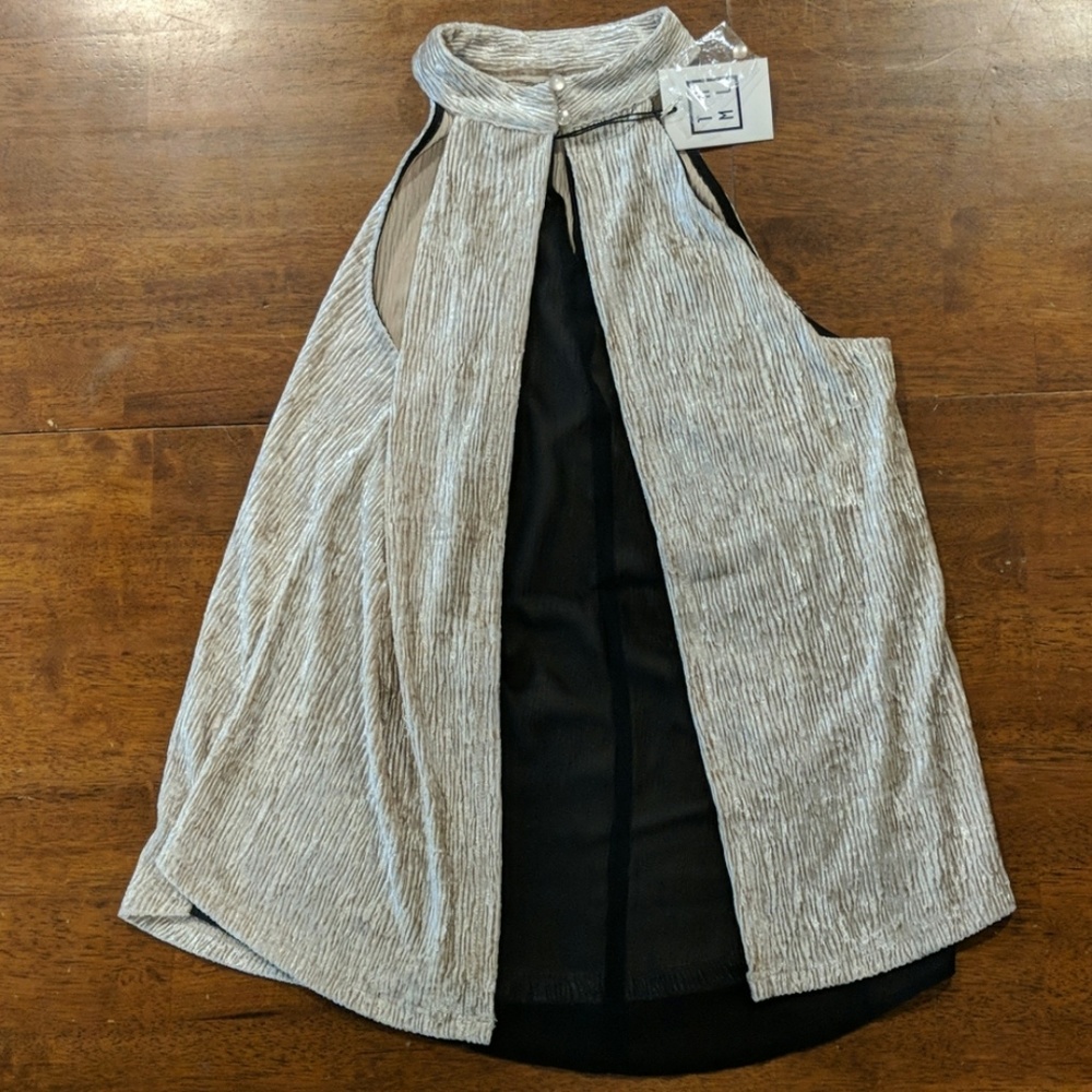 THML Cream and Black Halter Blouse